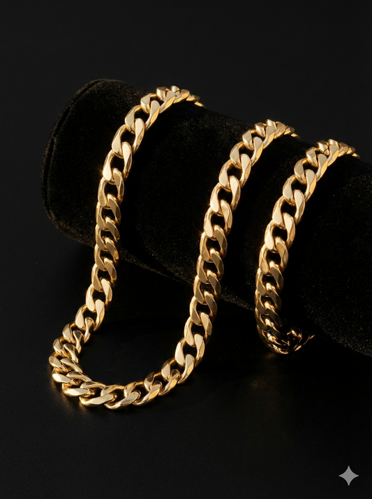 Combo Cadena & Pulso  Cubana 18K