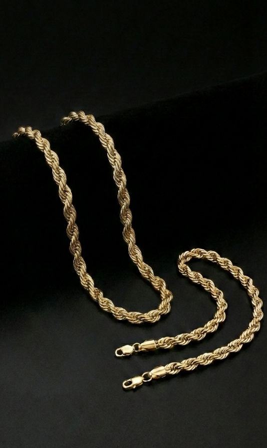 Combo Cadena & Pulso Torzal 18K