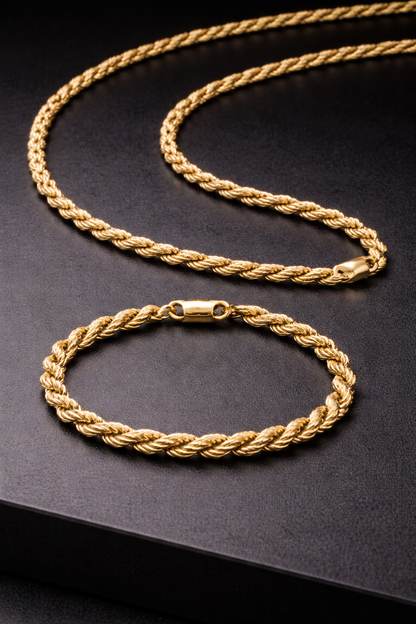 Combo Cadena & Pulso Torzal 18K